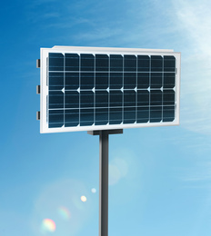 Image of Modern solar panel outdoors. Alternative energy source 