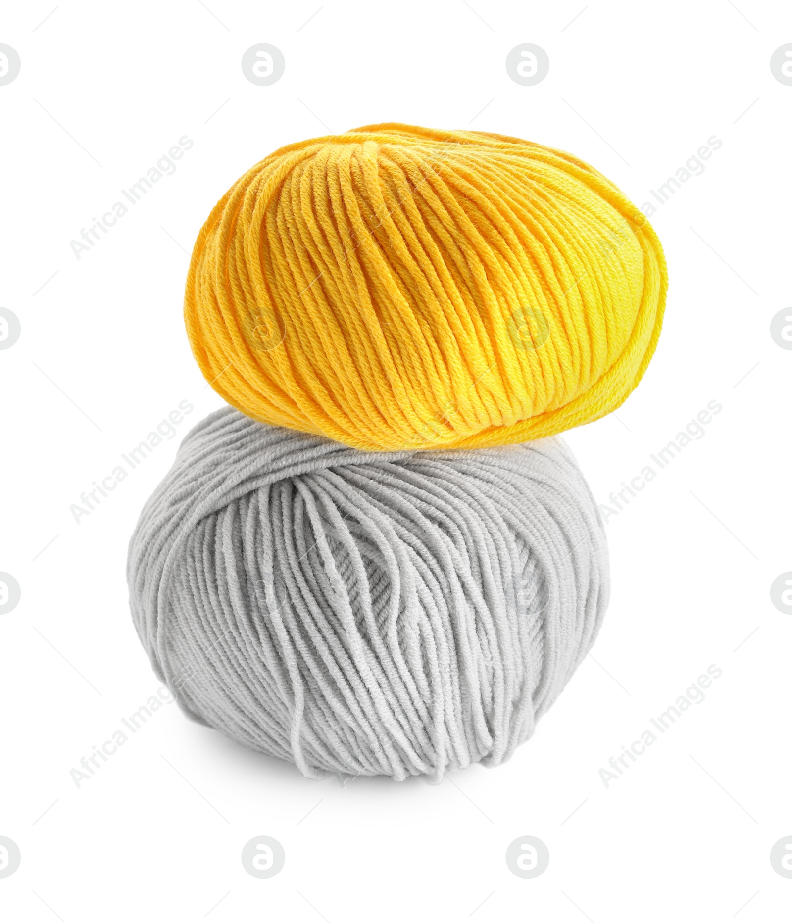 Photo of Different soft colorful woolen yarns on white background