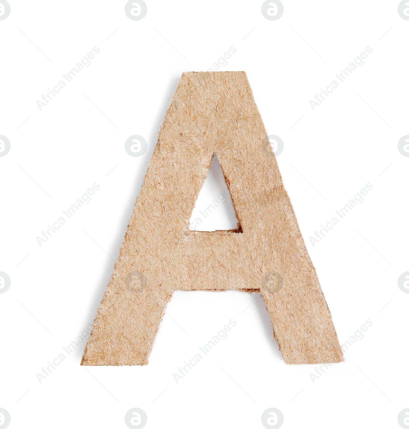 Photo of Letter A made of cardboard isolated on white