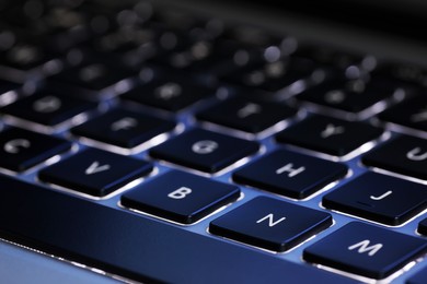 Closeup view of modern keyboard as background