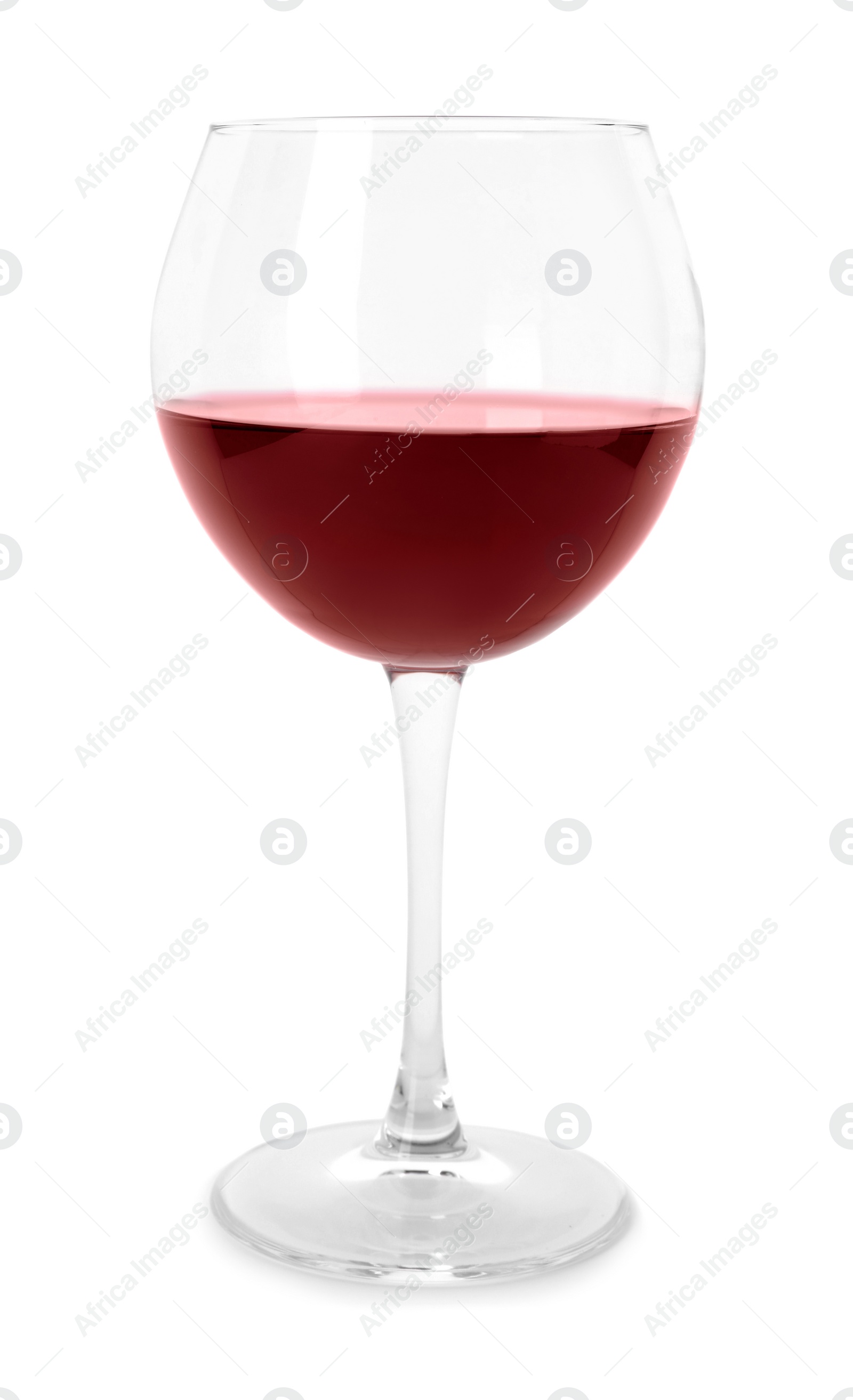 Photo of Glass of expensive red wine on white background