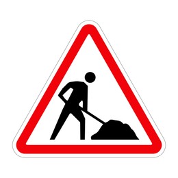 Illustration of Traffic sign ROAD WORKS on white background, illustration 