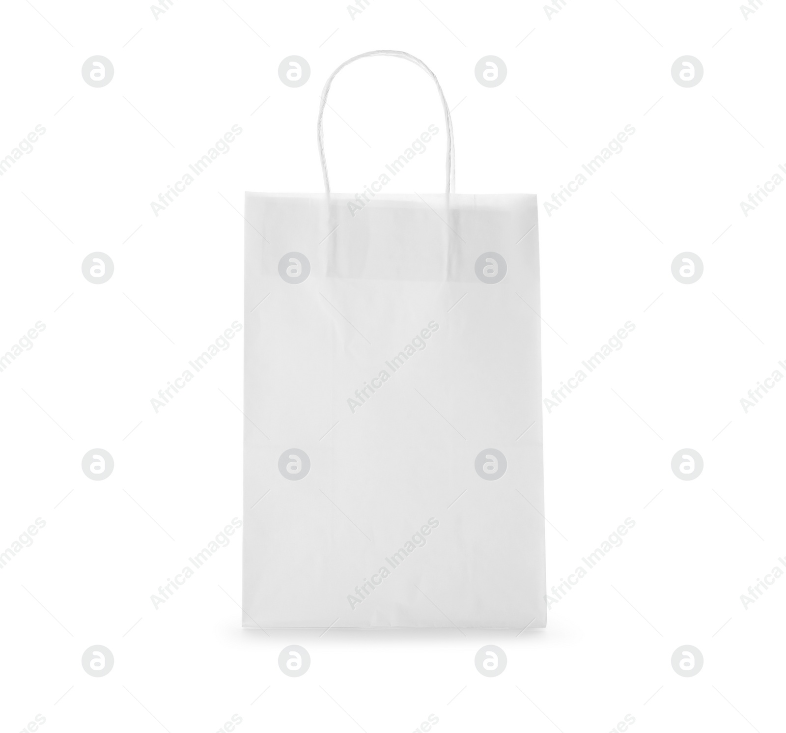 Photo of Blank paper bag on white background. Space for design