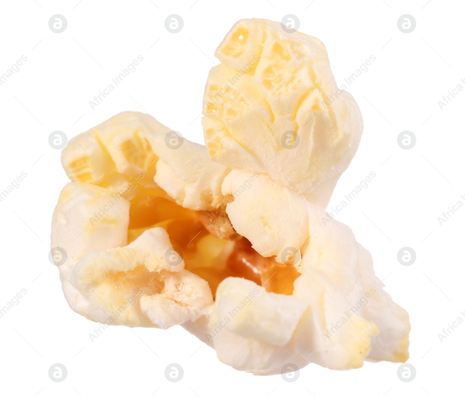 Photo of Kernel of tasty fresh popcorn isolated on white