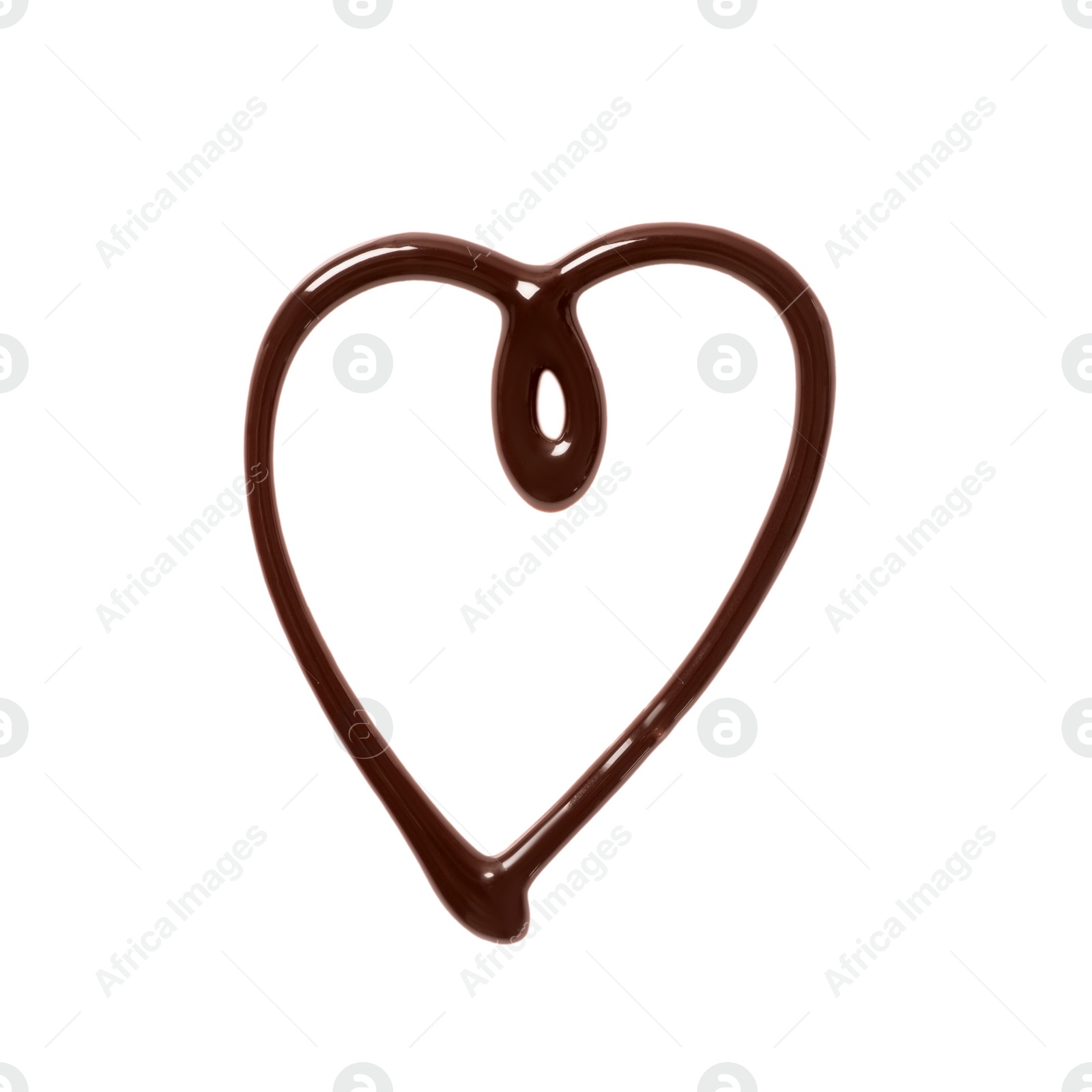 Photo of Heart made of dark chocolate on white background, top view