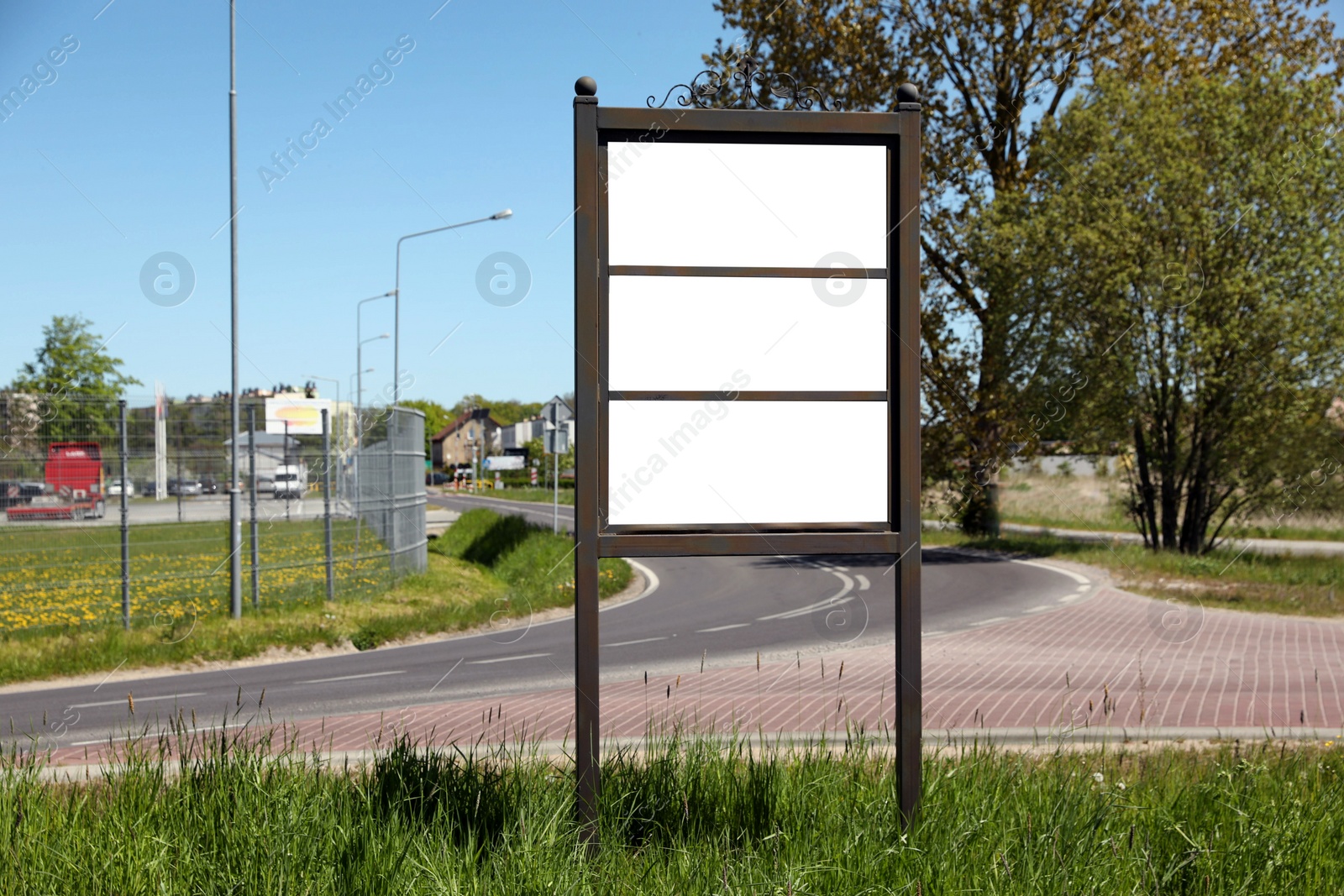 Image of Empty signboard in city. Mock-up for design