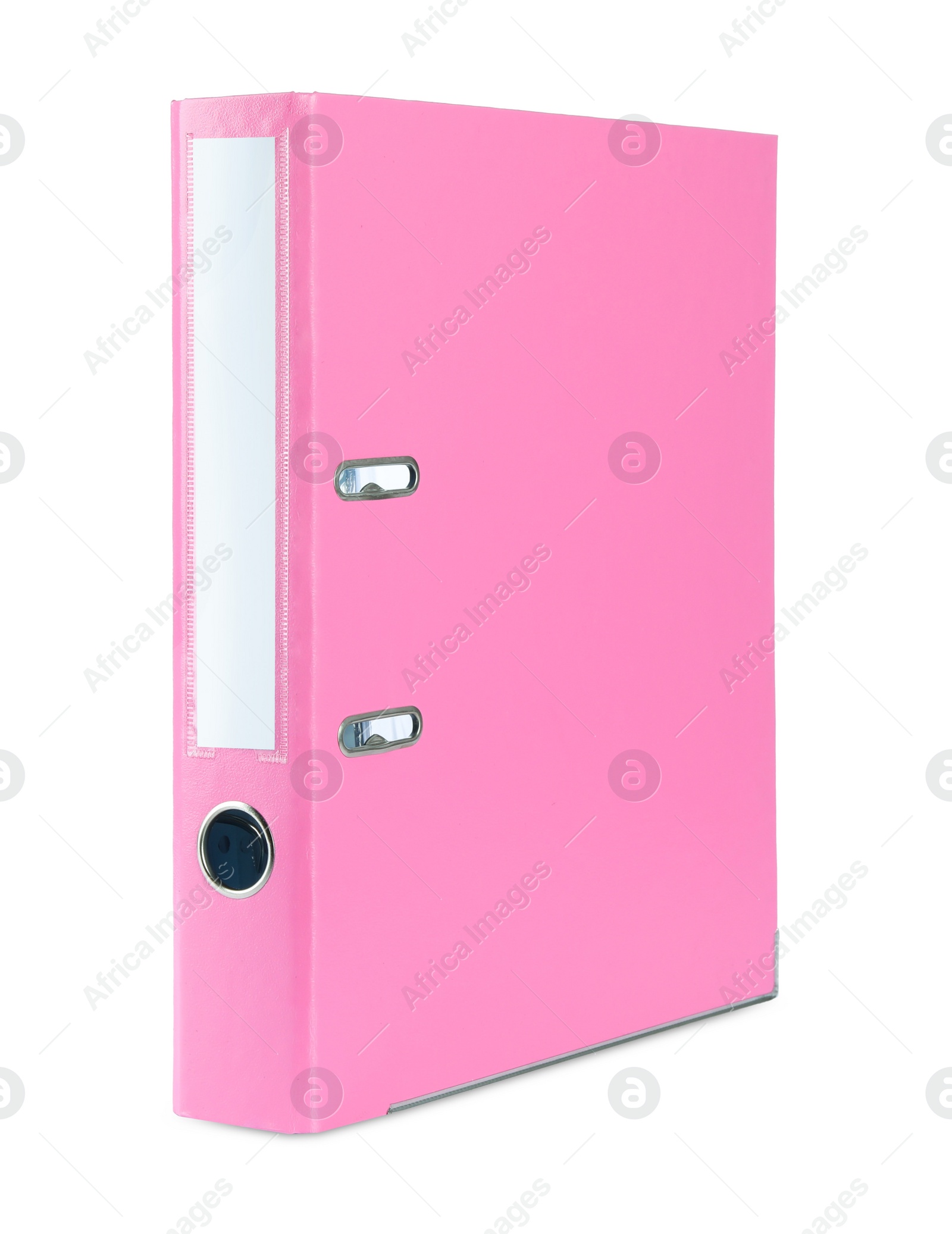 Photo of One pink office folder isolated on white