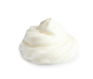 Photo of Delicious sour cream on white background. Dairy product