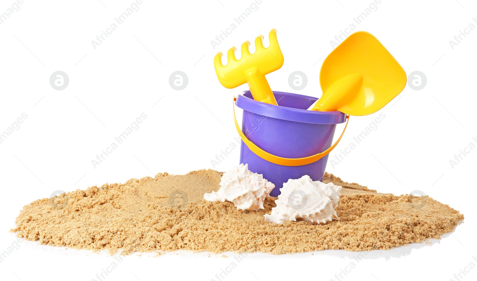 Photo of Composition with beach objects on white background