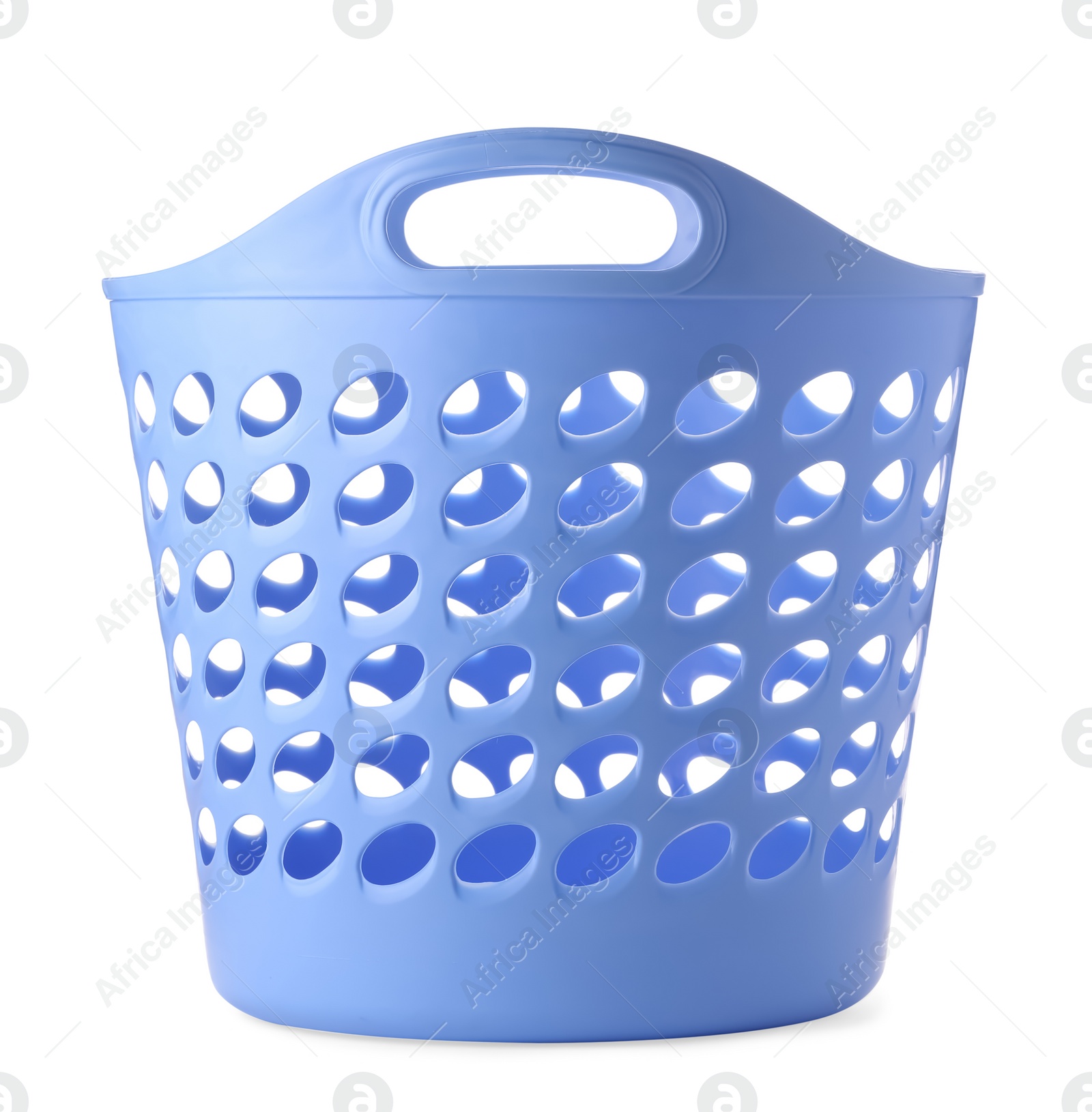 Photo of Blue empty laundry basket isolated on white