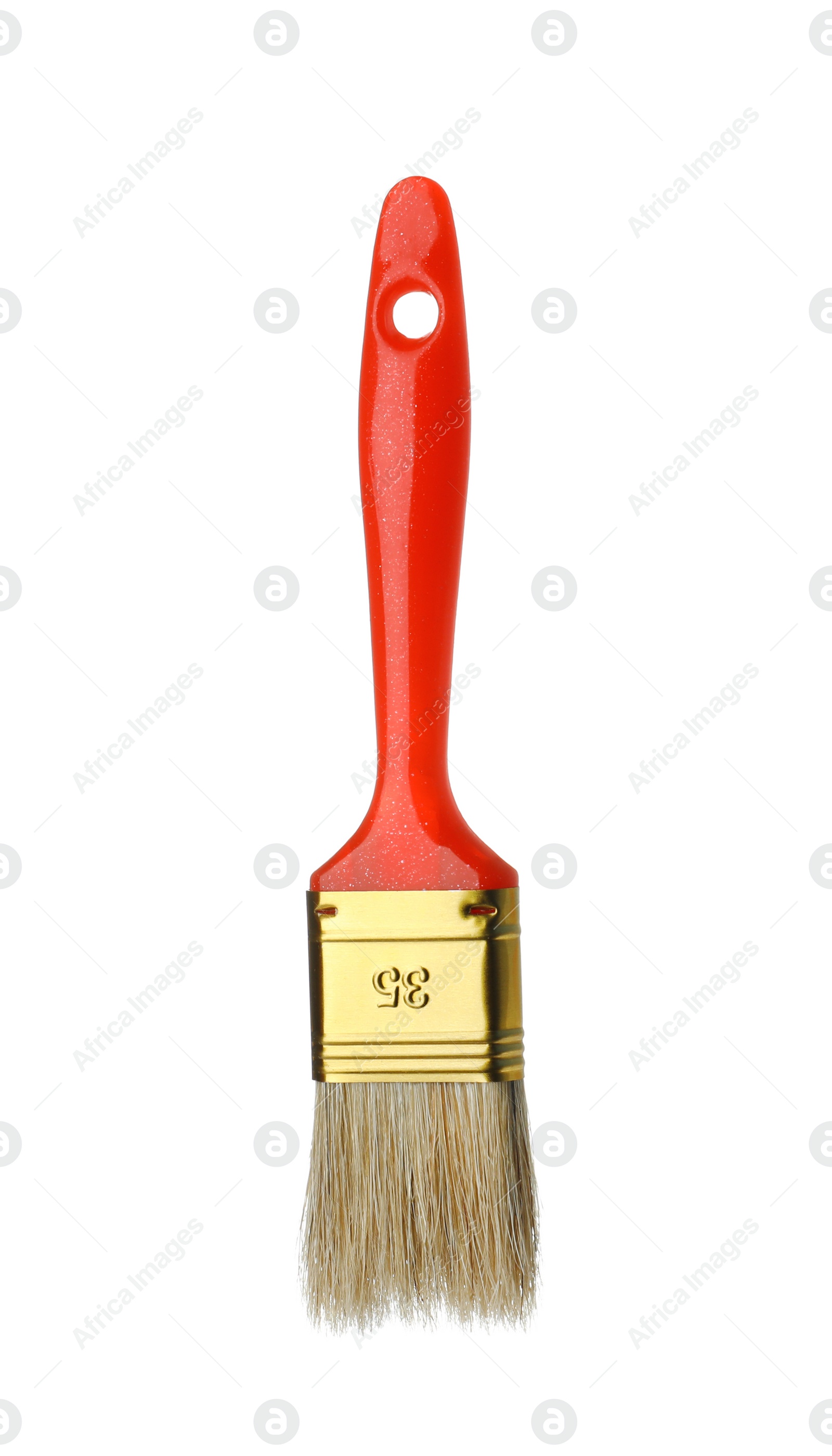 Photo of New paint brush on white background. Decorating tool