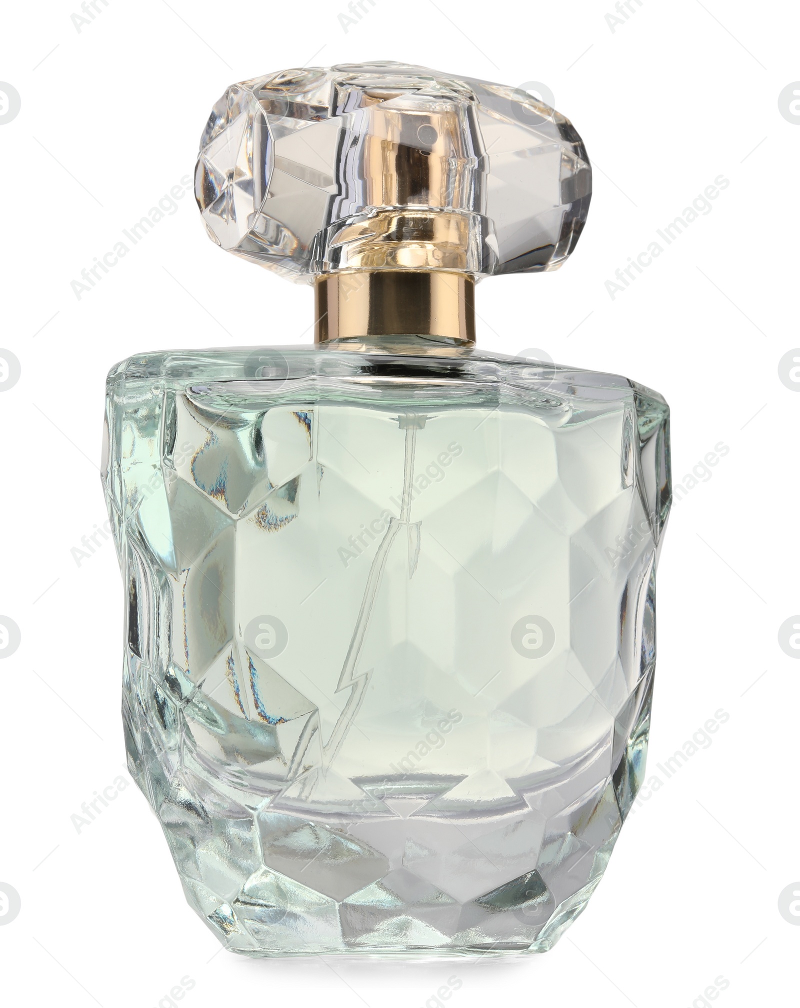 Photo of Luxury perfume in bottle isolated on white