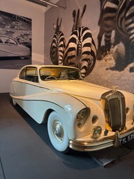 Photo of Hague, Netherlands - November 8, 2022: Beautiful view of white retro car in Louwman museum