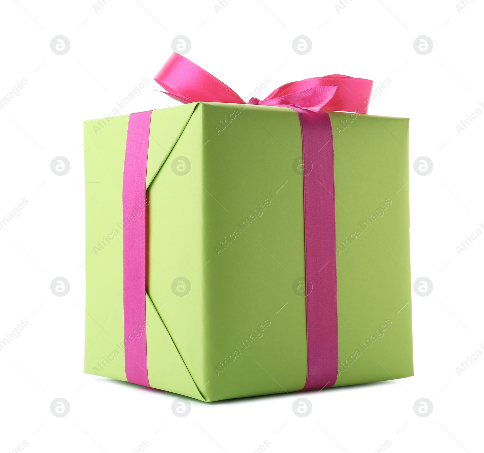 Photo of Beautiful gift box with ribbon on white background