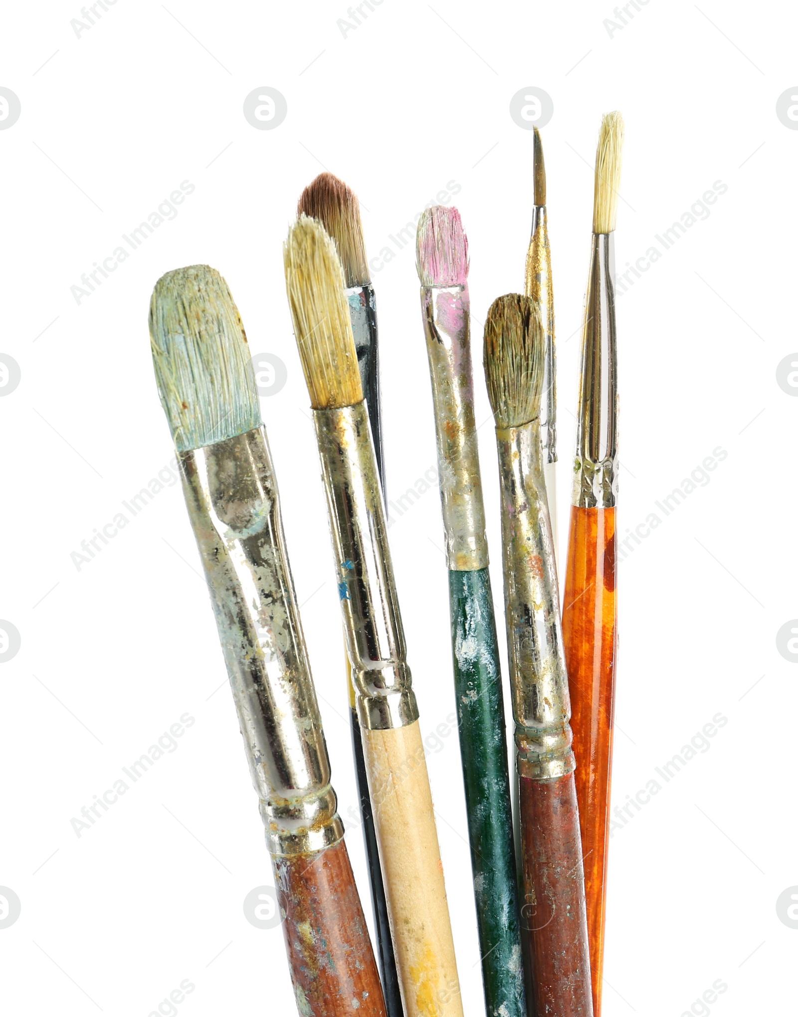 Photo of Set of paintbrushes on white background. Art supplies