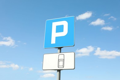Photo of Traffic sign Parking outdoors on sunny day