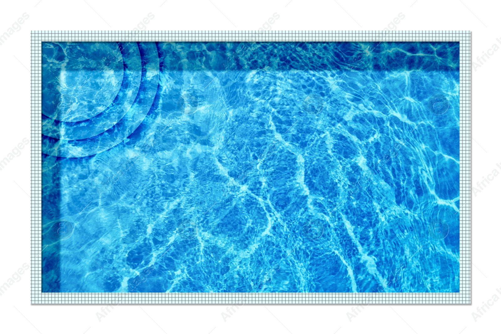 Image of Rectangle shaped swimming pool on white background, top view