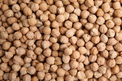 Photo of Heap of chickpea as background, top view. Veggie seeds