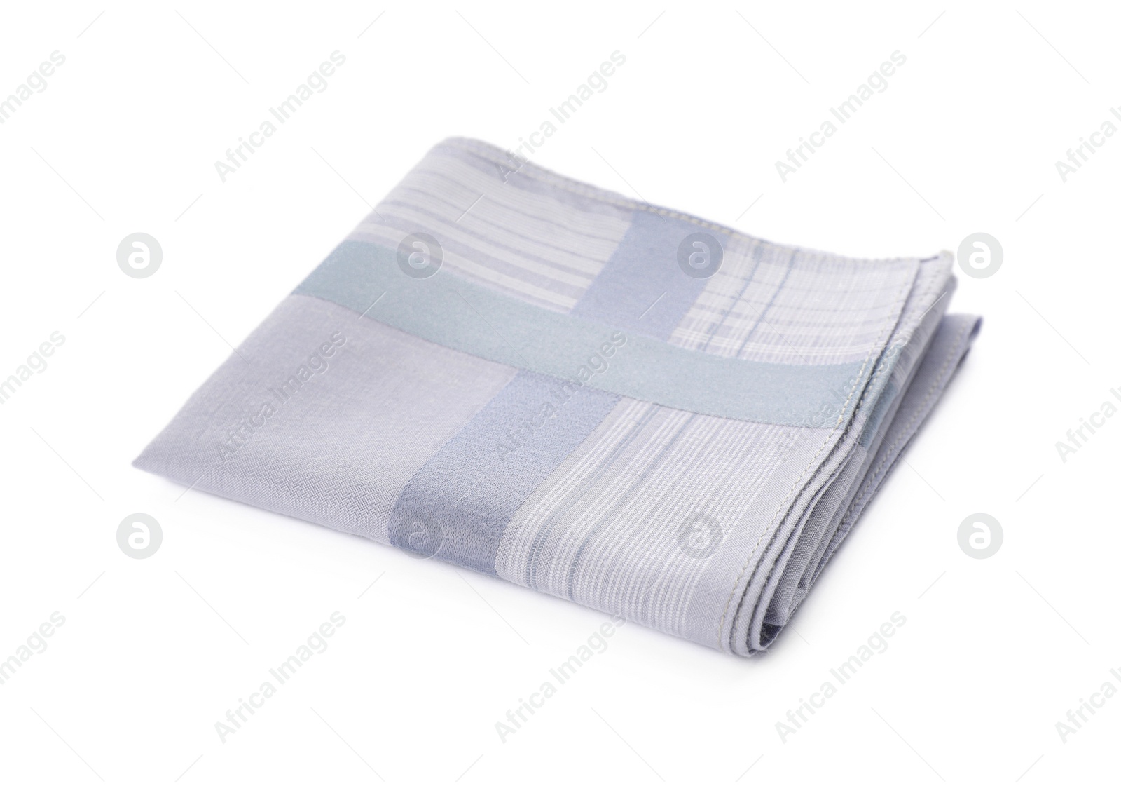 Photo of Folded handkerchief isolated on white. Stylish accessory