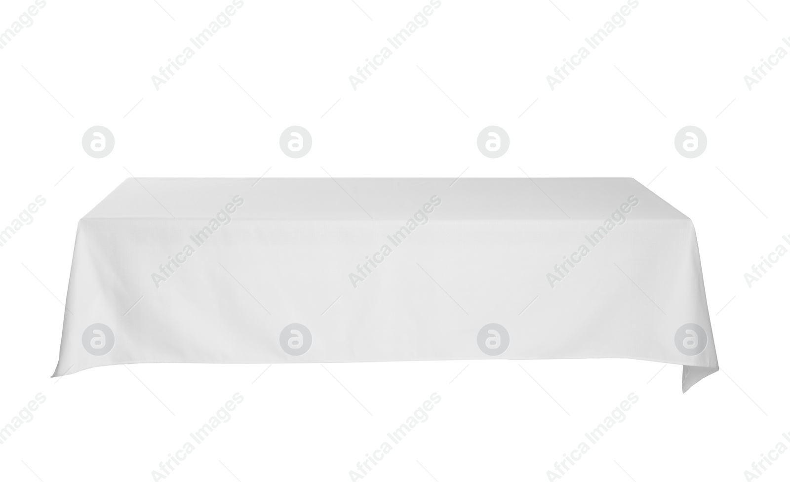 Photo of Table with white tablecloth isolated on white