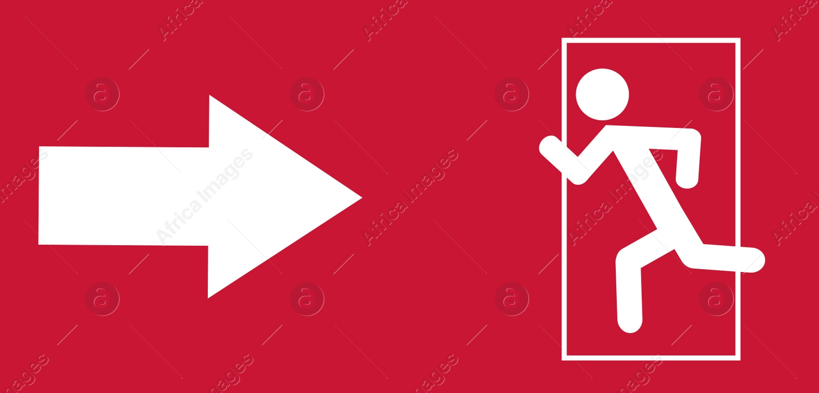 Image of Emergency exit sign in case of fire evacuation. Illustration 