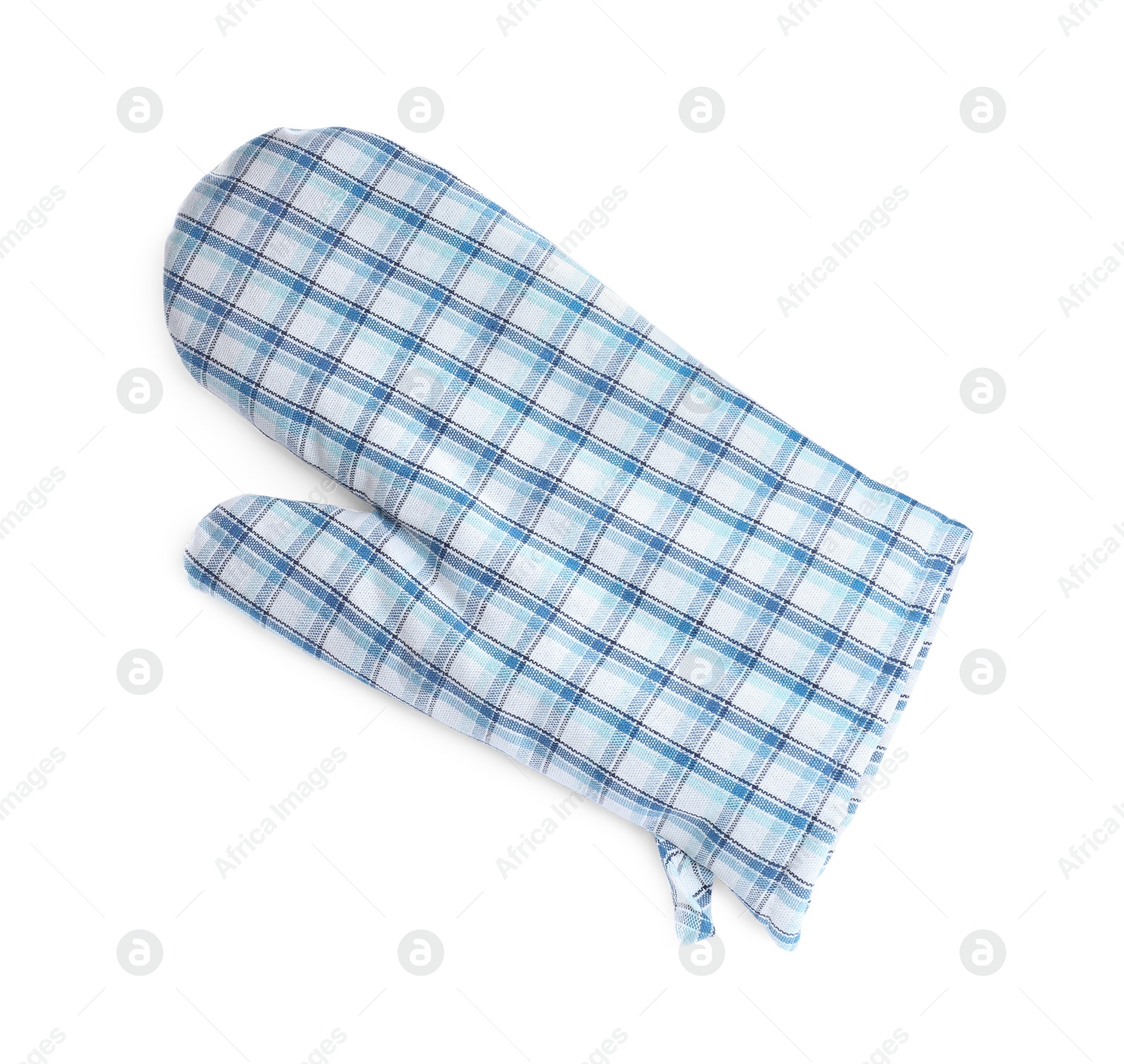 Photo of Oven glove for hot dishes isolated on white, top view