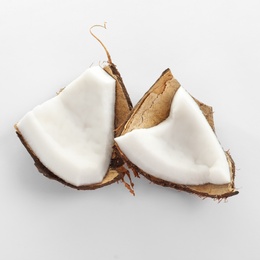 Ripe coconut on white background