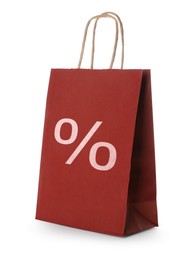 Red paper bag with percent sign isolated on white