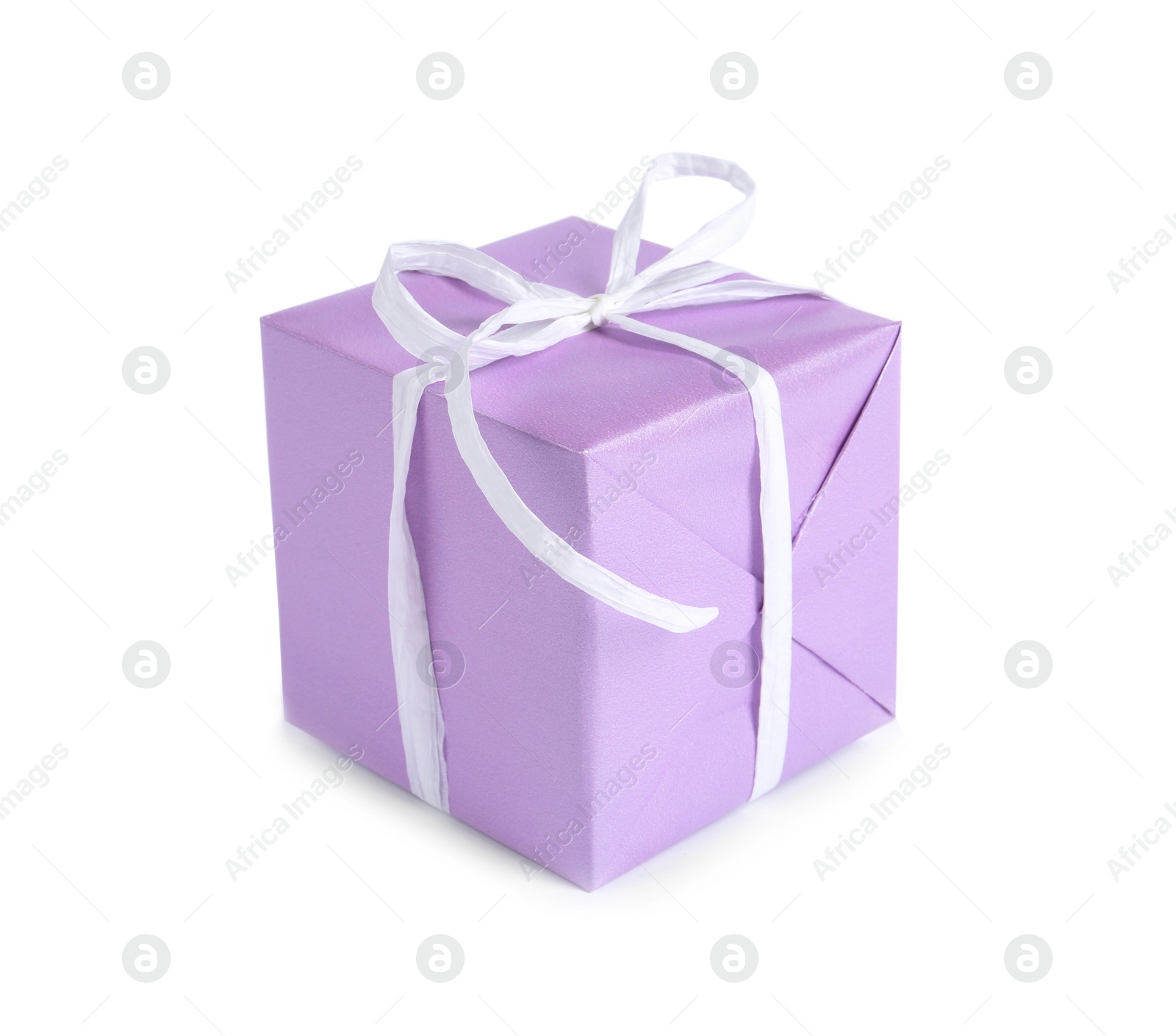 Photo of Beautiful gift box with ribbon on white background