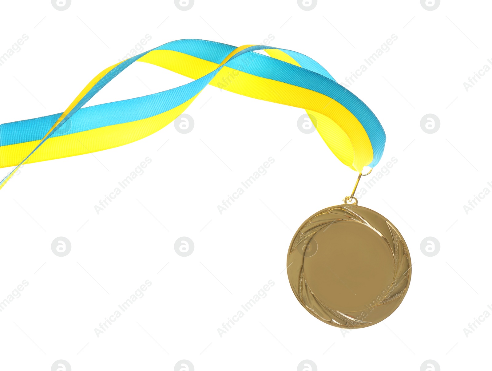 Photo of Gold medal isolated on white. Space for design