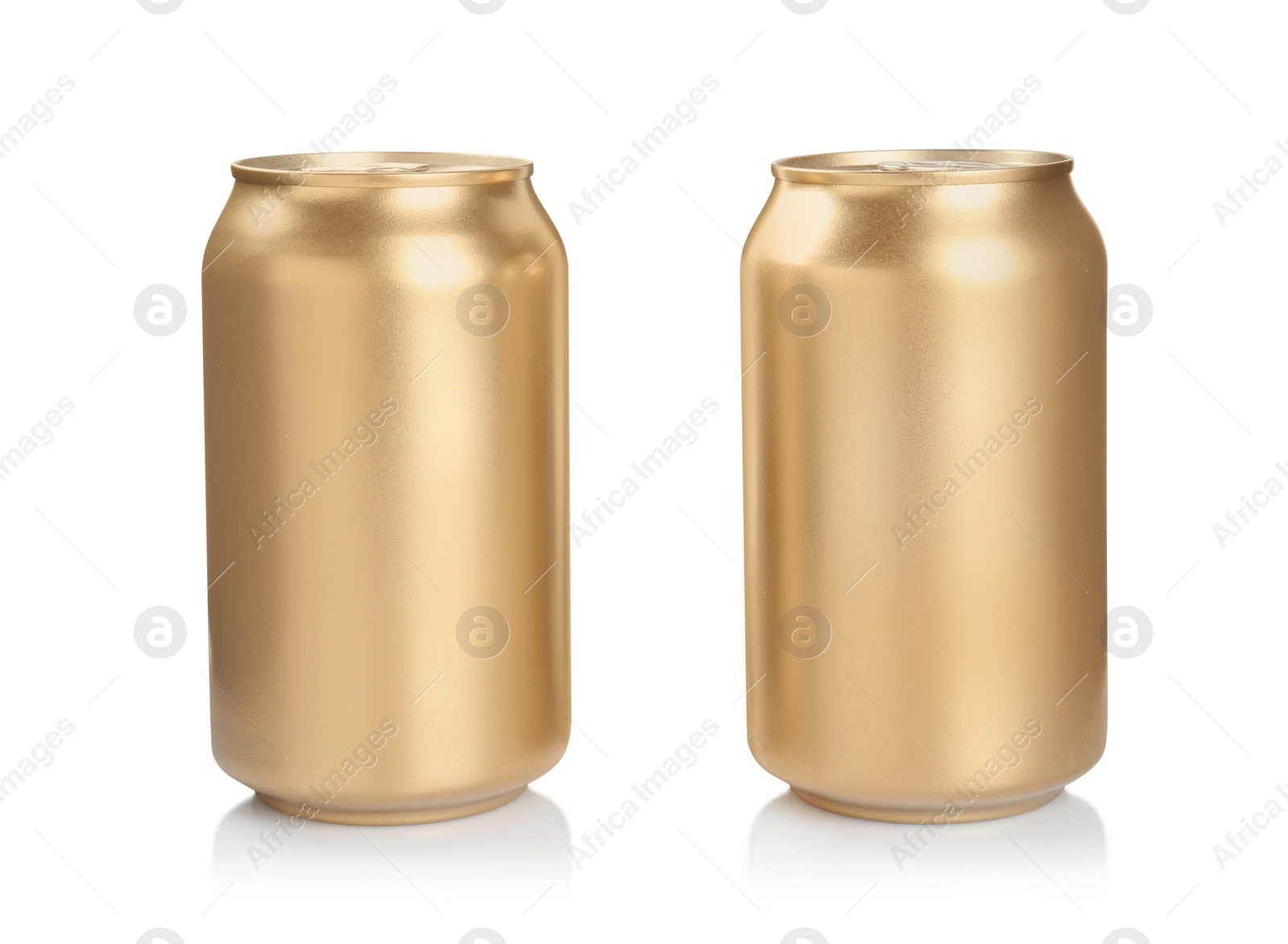 Photo of Aluminium cans of beverage on white background