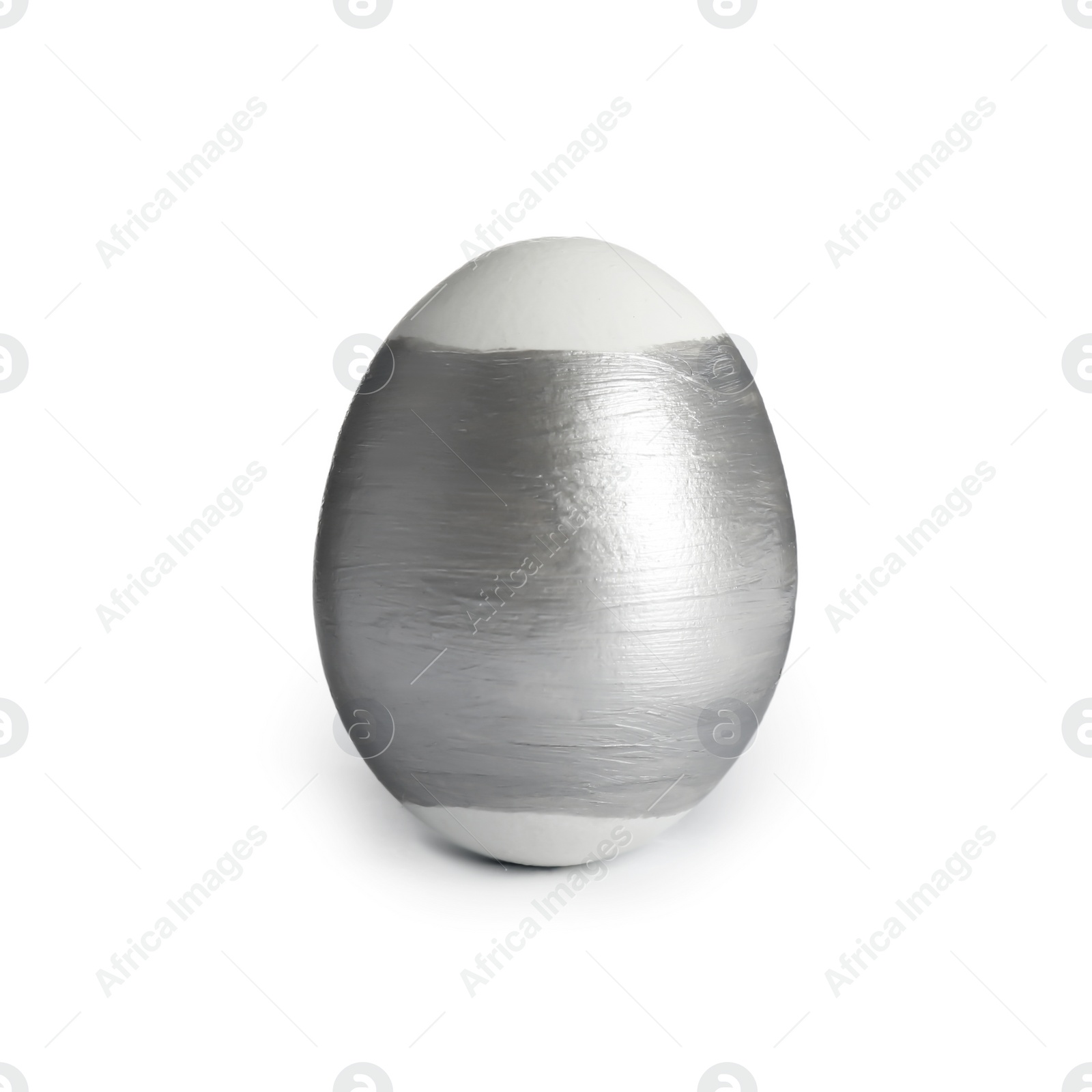 Photo of Painted Easter egg on white background. Stylish design