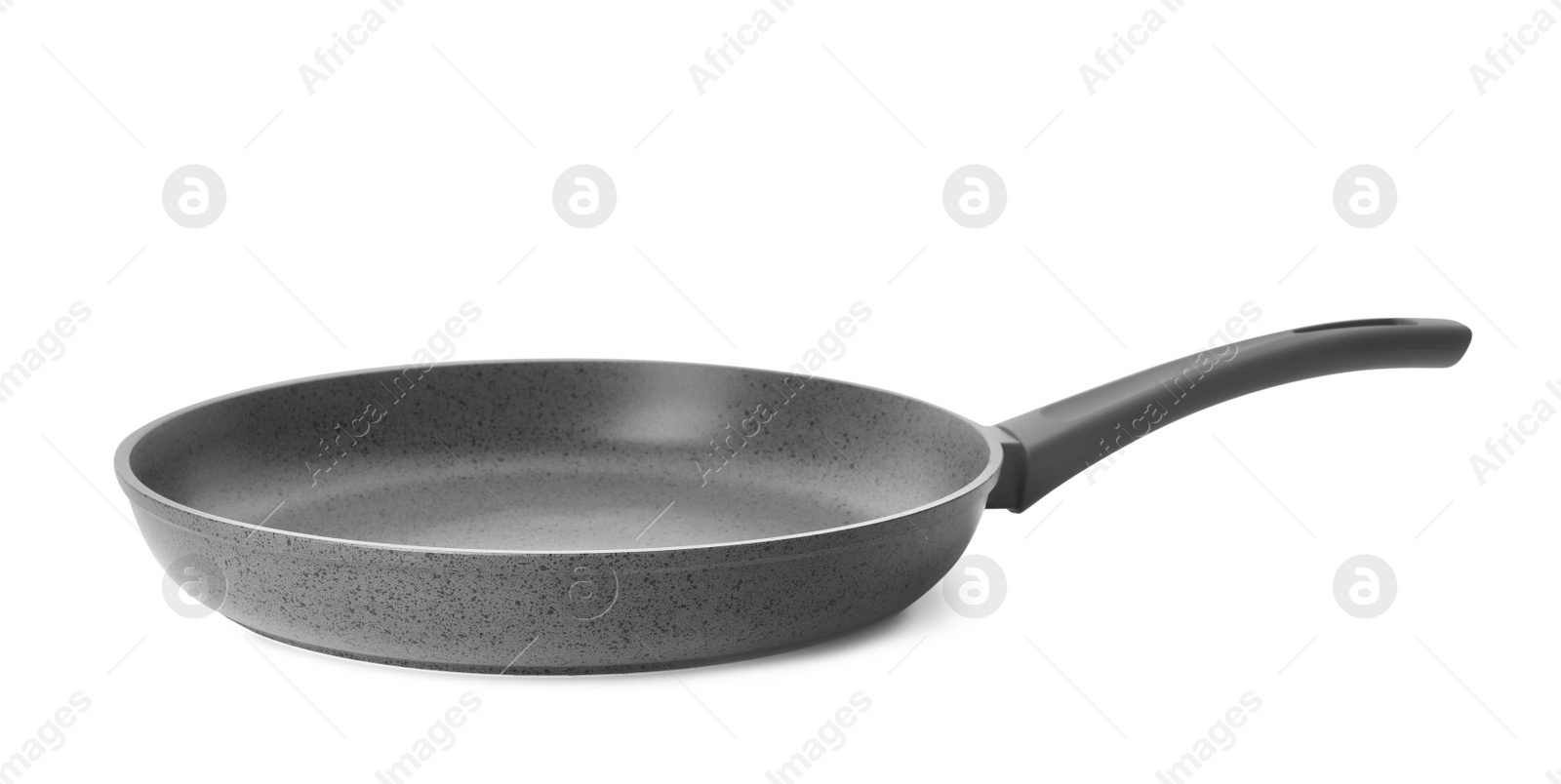 Photo of Empty modern frying pan isolated on white