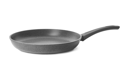 Photo of Empty modern frying pan isolated on white