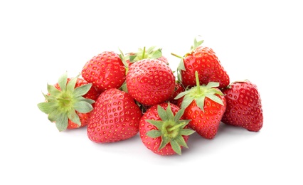 Photo of Delicious ripe strawberries on white background