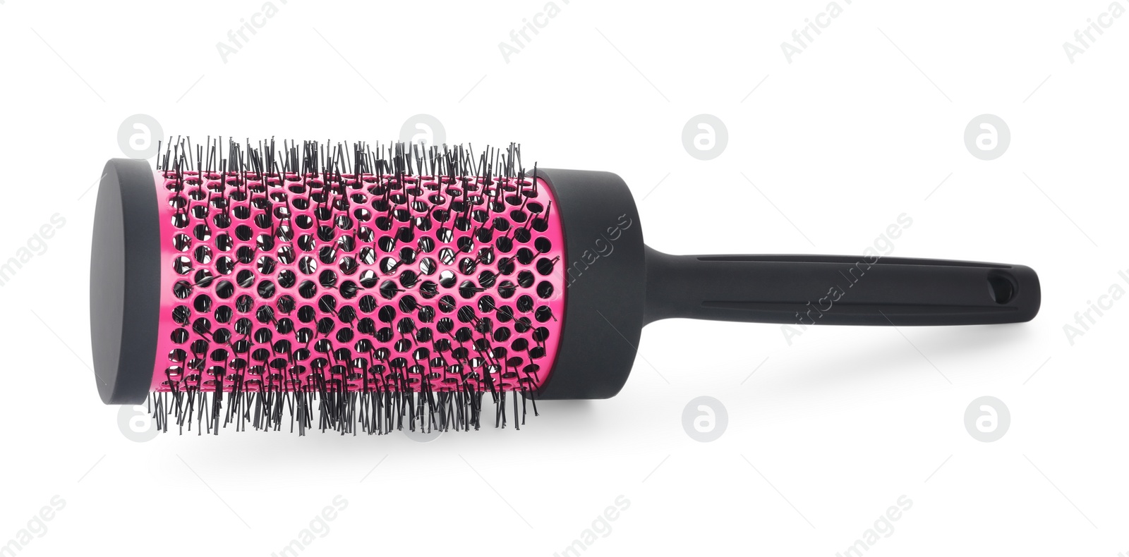 Photo of New round hair brush isolated on white