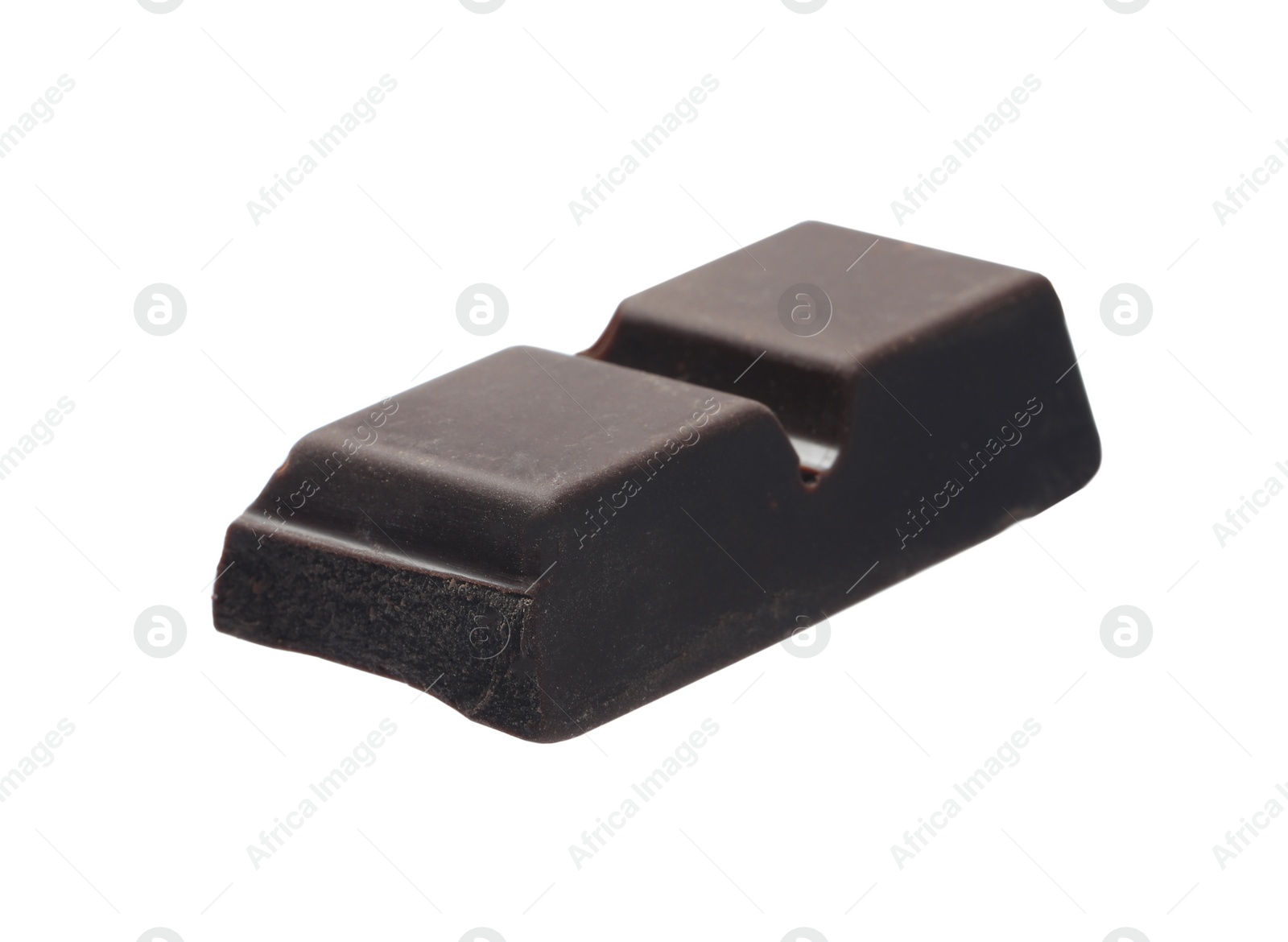 Photo of Piece of delicious dark chocolate isolated on white