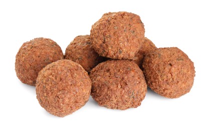 Delicious falafel balls on white background. Vegan meat products