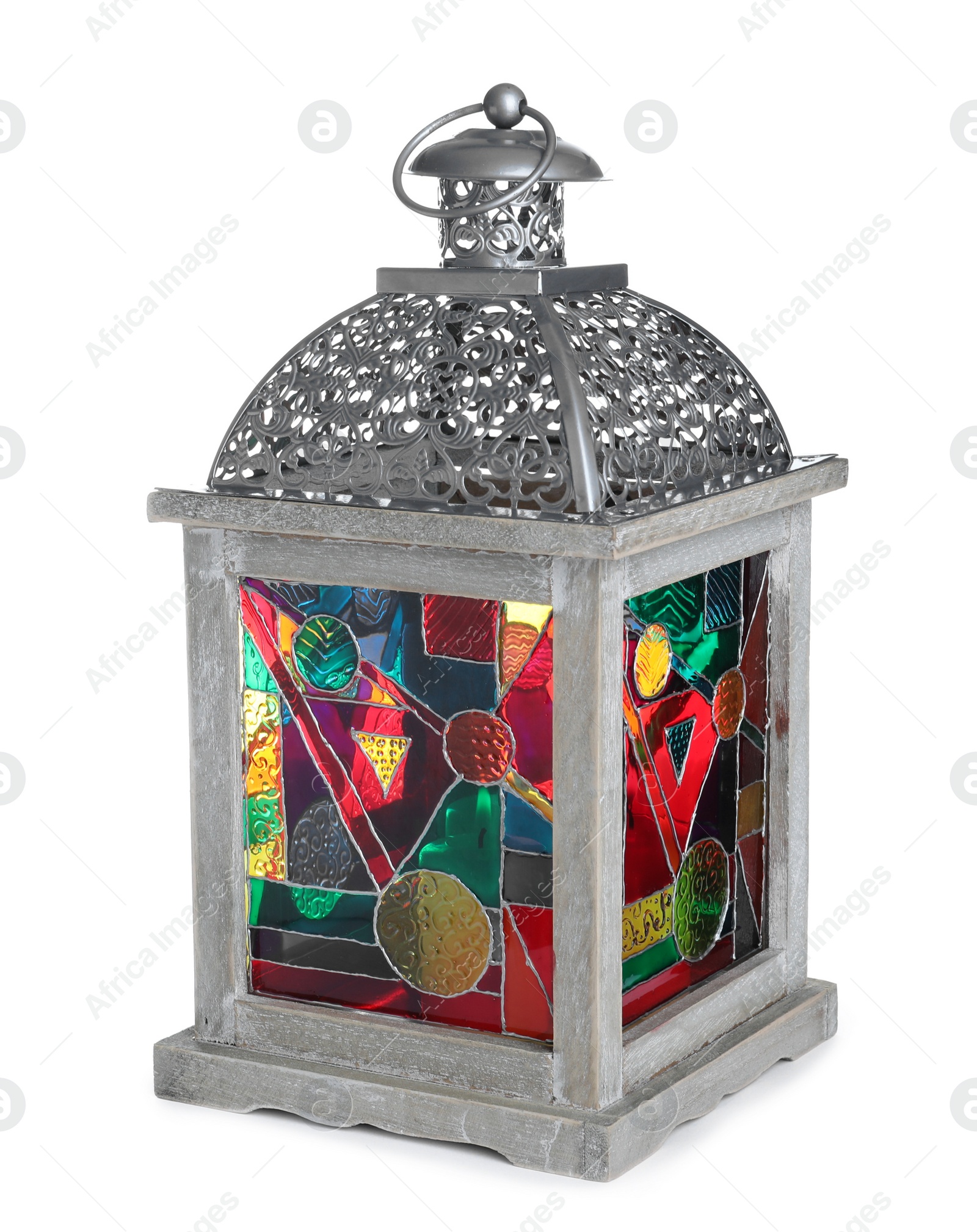 Photo of Beautiful decorative Arabic lantern isolated on white