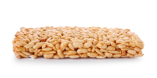 Photo of Puffed rice bar (kozinaki) on white background