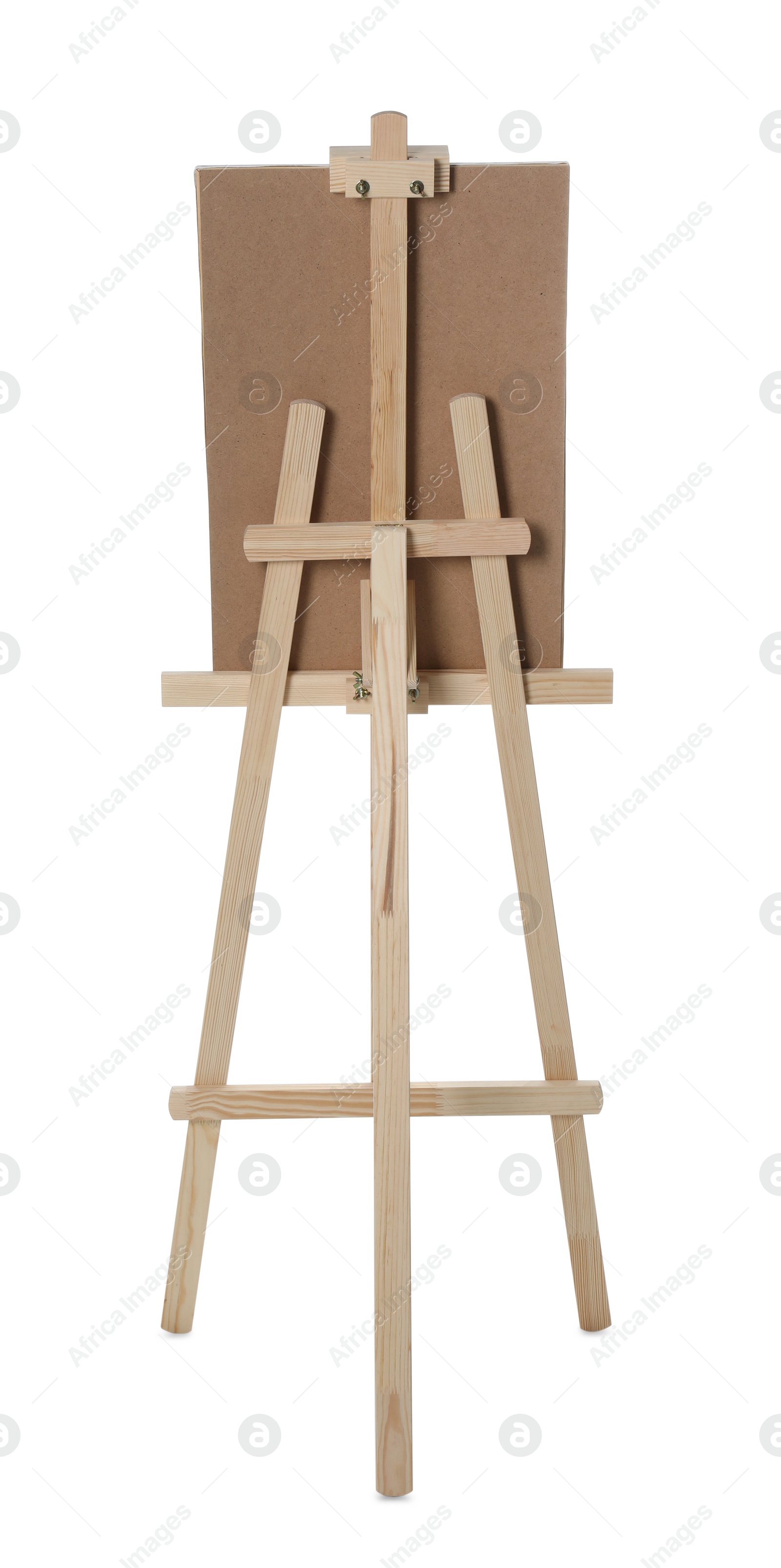 Photo of Empty wooden easel for painting isolated on white