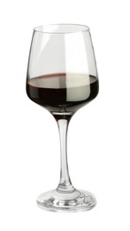 Red wine in glass isolated on white