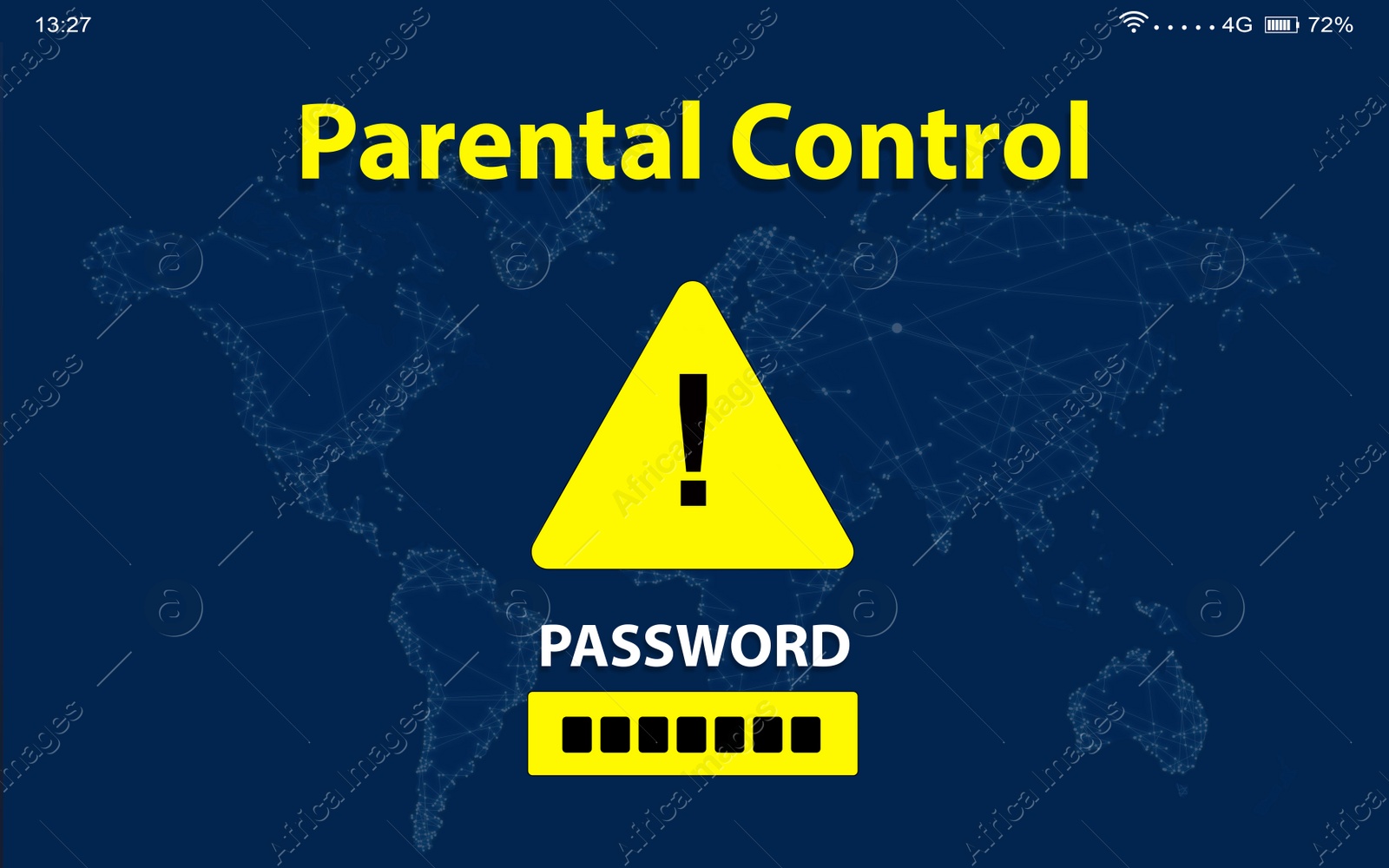 Illustration of Parental control. Blocked screen of gadget for child safety, illustration 