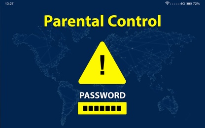 Illustration of Parental control. Blocked screen of gadget for child safety, illustration 