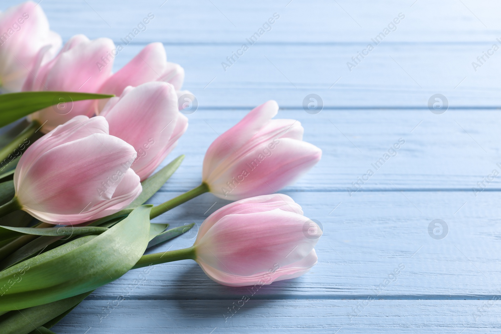 Photo of Beautiful tulips for Mother's Day on wooden background