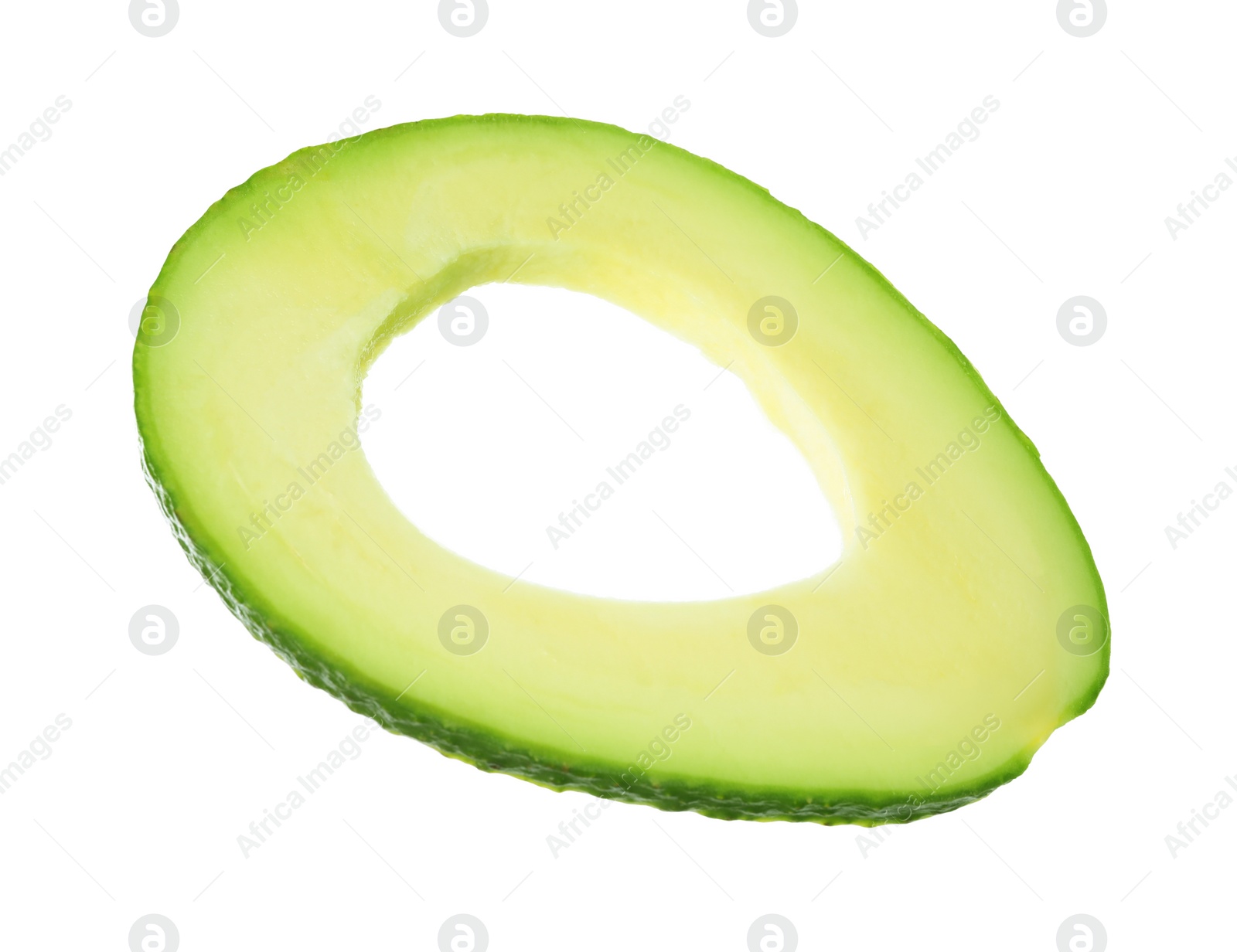 Photo of Slice of ripe avocado isolated on white