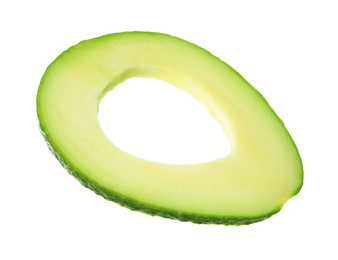 Photo of Slice of ripe avocado isolated on white