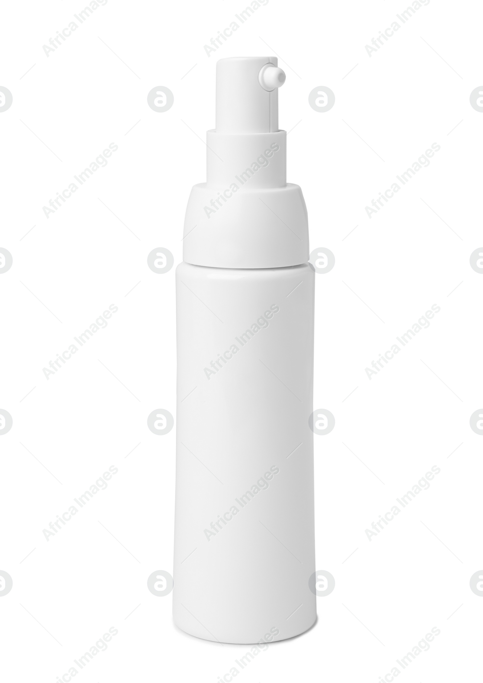 Photo of Bottle of cosmetic product on light background