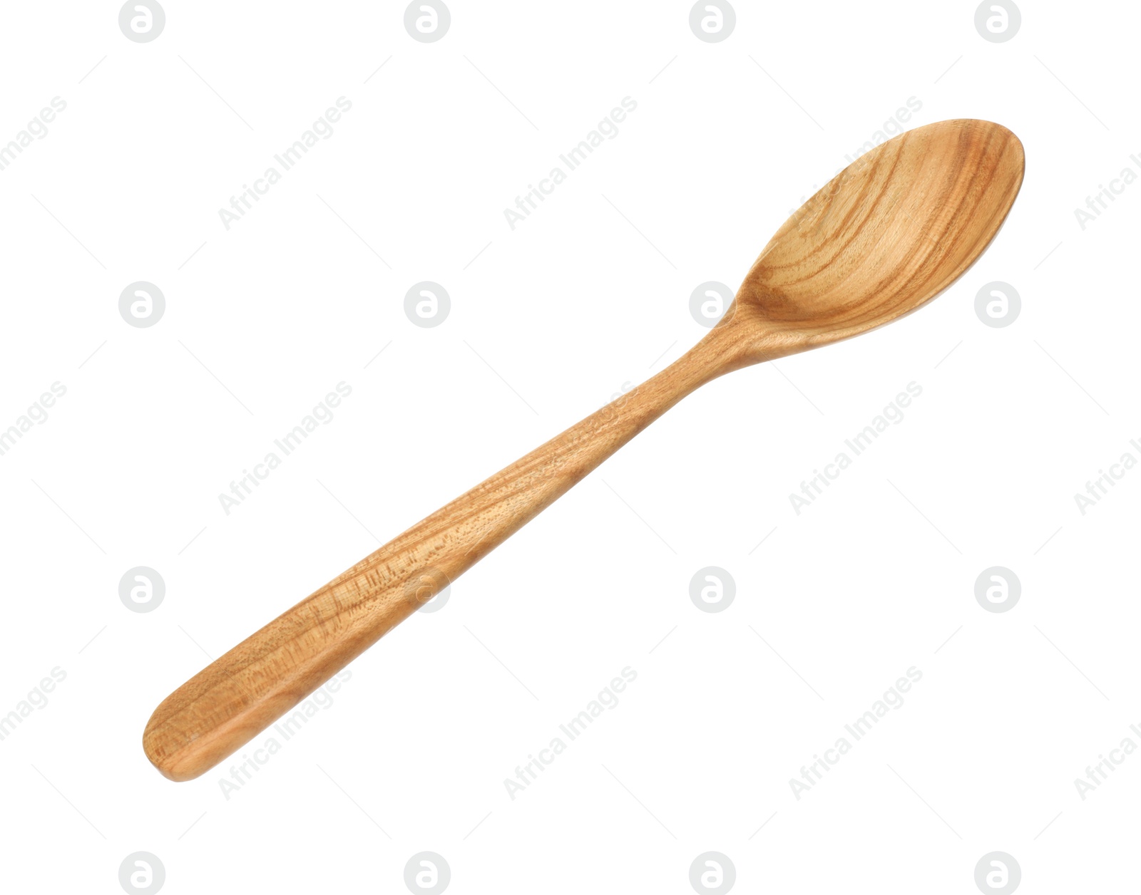 Photo of One empty wooden spoon isolated on white