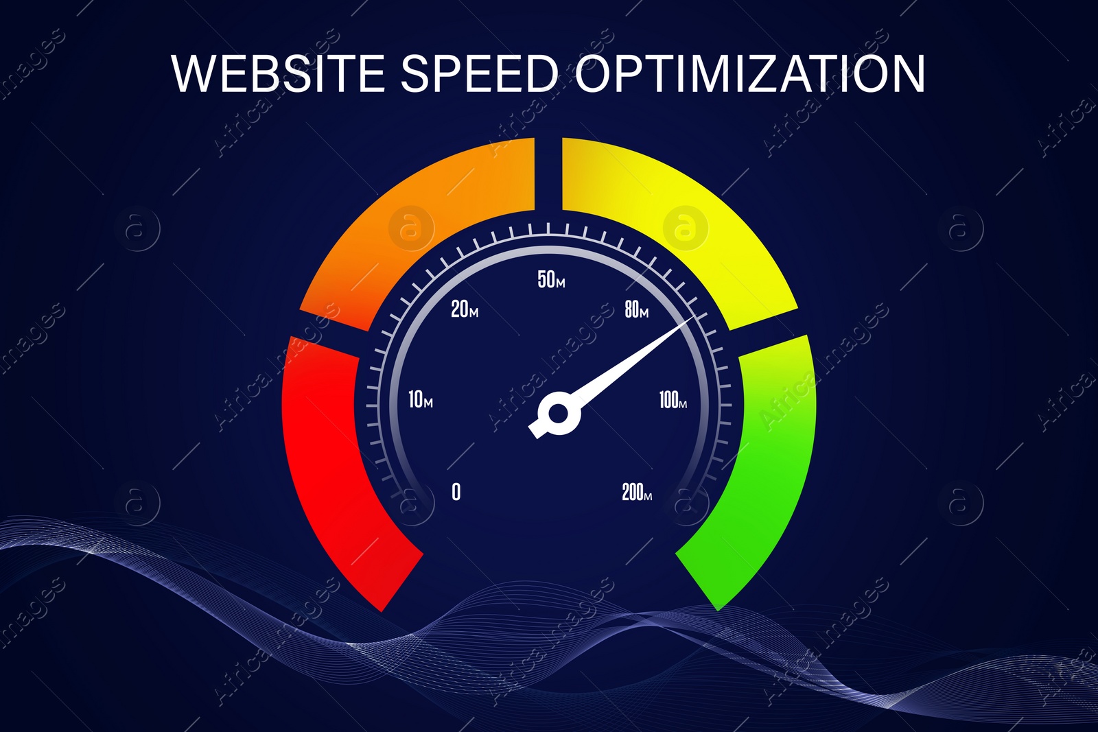 Image of Speed test screen with illustration of speedometer